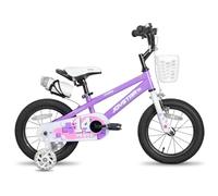 JOYSTAR Pluto, vélo pour Enfants de 16 Pouces pour Les garçons et Les Filles de 5 à 7 Ans. Vélo pour Enfants de 16 Pouces avec Roues stabilisatrices et Panier. Violet