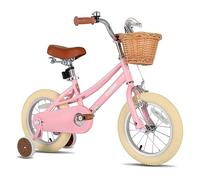 JOYSTAR Vélo 12 pouces pour enfants de 2 à 4 ans, vélo fille avec roues stabilisatrices et panier, rose