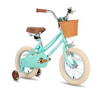 JOYSTAR Vélo 12 pouces pour enfants de 2 à 4 ans, vélo fille avec roues stabilisatrices et panier, vert