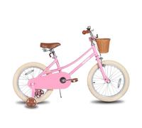JOYSTAR Vélo 18 pouces pour enfants de 6 à 9 ans, vélo fille avec roues stabilisatrices et panier, rose