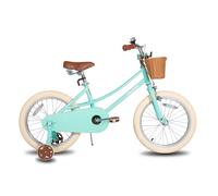 JOYSTAR Vélo 18 pouces pour enfants de 6 à 9 ans, vélo fille avec roues stabilisatrices et panier, vert