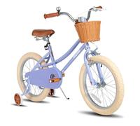 JOYSTAR Vélo 18 pouces pour enfants de 6 à 9 ans, vélo fille avec roues stabilisatrices et panier, violet