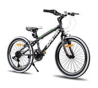JOYSTAR Vélo de montagne 20 pouces pour garçons et filles 7-13 ans, dérailleur 7 vitesse, pneus à flancs blancs, noir