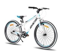 JOYSTAR Vélo de montagne 24 pouces pour garçons et filles 7-13 ans, dérailleur 1 vitesse, pneus à flancs blancs, blanc