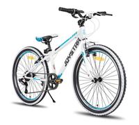 JOYSTAR Vélo de montagne 24 pouces pour garçons et filles 7-13 ans, dérailleur 7 vitesse, pneus à flancs blancs, blanc
