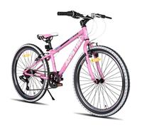 JOYSTAR Vélo de montagne 24 pouces pour garçons et filles 9-18 ans, dérailleur 7 vitesse, Double frein à main - Rose