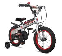 JOYSTAR Vélo Enfant 14 Pouces (3-5 Ans) avec Freins à Double Main & Roues d'Entraînement - Argent