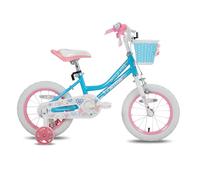 JOYSTAR Vélo Enfant 14 Pouces pour Filles 3-5 Ans, vélo Fille 14 Pouces avec stabilisateur et Panier, Bleu