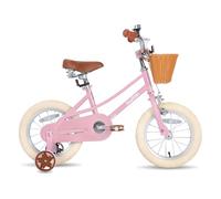 JOYSTAR Vélo Enfant 14 Pouces pour Filles de 3 à 5 Ans, vélo pour Filles avec Roues d'appoint et Panier, vélo Enfant Rose