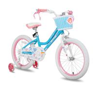 JOYSTAR Vélo Enfant 18 Pouces pour Filles 6-8 Ans, vélo Fille 18 Pouces avec stabilisateur, béquille et Panier, Bleu
