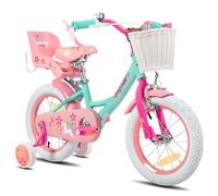 JOYSTAR Vélo Licorne 12" pour Fille de 2-4 Ans, vélo Enfant avec siège de vélo de poupée et Roues stabilisatrices, Vert