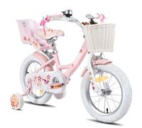 JOYSTAR Vélo Licorne 14" pour Fille de 3-5 Ans, vélo Enfant avec siège de vélo de poupée et Roues stabilisatrices, Rose