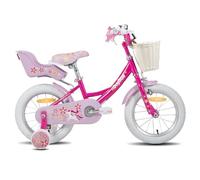 JOYSTAR Vélo Licorne 16" pour Fille de 5-7 Ans, vélo Enfant avec siège de vélo de poupée et Roues stabilisatrices, Pourpre