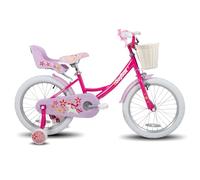 JOYSTAR Vélo Licorne 18" pour Fille de 6-9 Ans, vélo Enfant avec siège de vélo de poupée et Roues stabilisatrices, Pourpre