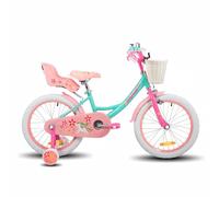 JOYSTAR Vélo Licorne 18" pour Fille de 6-9 Ans, vélo Enfant avec siège de vélo de poupée et Roues stabilisatrices, Vert