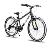 JOYSTAR Vélo Lubbock 24 Pouces pour Les Plus de 15 Ans, VTT Semi-Rigide à 7 Vitesses, Noir