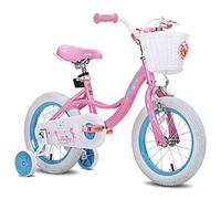 JOYSTAR Vélo pour enfant de 5 à 7 ans, 16 pouces, avec roues stabilisatrices, pour enfants de 3 à 5 ans, rose