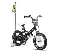 JOYSTAR Vélo pour enfants de 12 pouces pour filles et garçons de 2 à 4 ans avec siège de vélo pour poupée et pompons，Noir