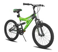 JOYSTAR VTT Enfant 20 Pouces pour garçons et Filles de 7 à 13 Ans, vélo Enfant avec Cadre en Acier entièrement Suspendu et Transmission à 1 Vitesse avec béquille,Vert