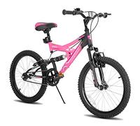 JOYSTAR VTT Enfant 20 Pouces pour garçons et Filles de 7 à 13 Ans, vélo Enfant avec Cadre en Acier entièrement Suspendu et Transmission à 1 Vitesse avec béquille,Rose
