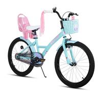 JOYSTAR Zinnia 20" Vélo pour enfant pour fille de 8-11 ans, vélo fille 20" avec roues stabilisatrices & panier & serpentins, Vert