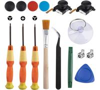 Joystick de Remplacement Analogique 3D avec Tournevis Brosse de nettoyage pour Manette Kit d'Outils de Réparation de Joystick 16 Pièces
