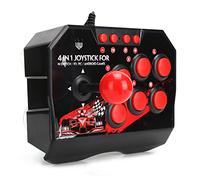 Joystick Fight Stick Filaire pour Contrôleur de Street Fight avec Joystick Métal Sphérique et 6 Boutons Ronds, Noir Et Rouge Classique