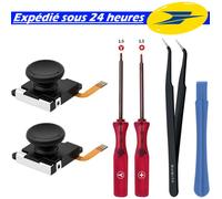 Joysticks 3D Remplacement pour Switch Joy-Con/Switch OLED/Switch Lite avec Capuchons & Kit Outils Réparation (Pas Switch 2)