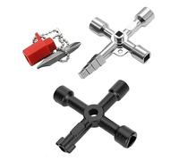 Joysuelly Clé Triangulaire Multifonction Universelle À 4 Voies n Croix, Cl-éà 4 Voies, Tête Carrée, Outil Polyvalent, Interrupteur Triangulaire armoire Électrique Portable (Argent)