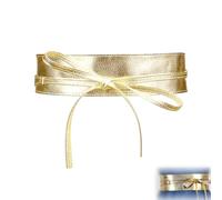 Joysuelly Women's Obi Belt, Adjustable Grosse Ceinture Femme Large pour Robe Soft Leather Gold Lace Up Belt, Wide Band Accessory for Dresses Tops Long Shirts Wedding Party