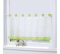 Joyswahl 1 Pièce Mia Rideau Brise-Bise Voilage Cuisine à Pattes Transparent Simple Décor de Salon Chambre à Coucher Balcon Vert HxL 60x120cm