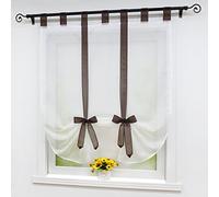 Joyswahl Adèle Store Romain avec Ruban Rideau Voilage avec Passants Passe Tringle Rideaux pour Cuisine Chambre Café LxH 80x140cm