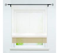 Joyswahl Anna Store Romain Plissé Transparent Passe Tringle avec Corde Décoration de Fenêtre pour Cuisine Salle de Bain Balcon Pratique et Simple 1 Pièce Sable LxH 80x155cm