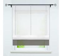 Joyswahl Anna Store Romain Transparent Plissé avec Corde Passe Tringle Installation Facile Décoration de Fenêtre pour Salle de Bain Balcon Cuisine Pratique et Simple 1 Pièce Gris LxH 120x155CM