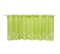 Joyswahl Carmen Rideaux Brise Bise Semi-Transparent Fleurs Découpée Passe Tringle Cuisine Bureau Chambre 1 Pièce Vert HxL 45x120cm