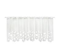 Joyswahl Christa Rideaux Brise Bise Fleurs Découpée Court Rideau Passe Tringle Semi-Transparent Cuisine Bureau Chambre 1 Pièce Blanc HxL 45x90cm
