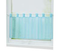 Joyswahl Eva Rideau Brise-Bise Uni à Passant sans Perçage Passe Tringle en Polyester Transparent Court Voilage Décor pour Chambre Cuisine 1 Pièce Bleu HxL 60x120CM