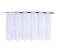 Joyswahl Felizia 1 Pièce Rideau Brise-Bise Perforé Passe Tringle en Polyester Petit Voilage avec Broderie de Fleurs en Dentelle Transparent Maison de Campagne Décor de Fenêtre Blanc HxL 30x90CM