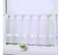 Joyswahl Julie 1 Pièce Rideau Brise-Bise avec Ruban Coloré en Satin à Passants Passe Tringle en Polyester Décoration de Fenêtre pour Salon Chambre Cuisine Blanc HxL 45x120cm