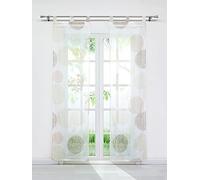 Joyswahl Lot de 2 Rideaux Voilages en Voile Transparent avec Nid à Pattes Décoration de Grande Fenêtre Porte Salon Chambre Sable LxH 57x145cm