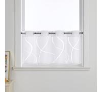 Joyswahl Rideau brise-bise moderne « Berta » dévoré - Rideau de cuisine transparent avec œillets - Rideau court pour salon - Blanc - H x l : 30 x 90 cm - 1 pièce