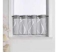 Joyswahl - Rideau brise-bise moderne »Berta« - Rideau de cuisine transparent avec œillets - Bistro - Gris - Dimensions : 45 x 90 cm - 1 pièce