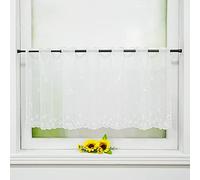 Joyswahl Rideau brise-bise moderne « Felizia » - Pour cuisine, bistrot, cuisine, maison de campagne - Blanc - 60 x 140 cm - 1 pièce