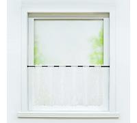 Joyswahl Rideau Brise Bise Transparent avec Fleurs de Pensée Passe Tringle Rideau Cuisine pour Court Fenêtre Blanc HxL 45x90cm