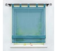 Joyswahl Sophia Store Romain Transparent avec Pattes Rideaux en Voile Decor de Cuisine Salon Salle de Bain Bleu LxH 60x155cm 1 Pièce
