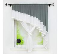 Joyswahl Stephanie Store Romain Transparent à Double Couche Passe Tringle Store Plisse Decor de Cuisine Chambre Gris LxH 60x140cm