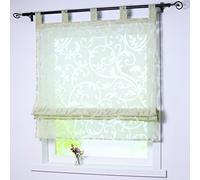 Joyswahl Store Romain à Passant en Polyester avec Motif de Fleurs Classique Décoration de Fenêtre pour Chambre Cuisine Salle de Bain Simple et Réglable Vert 1 Pièce LxH 100x140CM