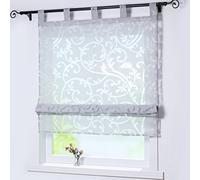 Joyswahl Store Romain à Passant en Polyester avec Motif de Fleurs Classique Décoration de Fenêtre pour Chambre Cuisine Salle de Bain Simple et Réglable Gris 1 Pièce LxH 140x140CM
