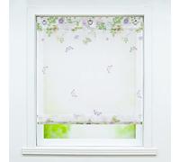 Joyswahl Store romain avec imprimé floral et papillon - Semi-transparent - Avec crochet en U - 80 x 140 cm (l x H)