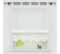 Joyswahl Store Romain Blanc Transparent Rideaux Voilage avec Broderie à Pattes Rideau Cuisine LxH 80x155cm